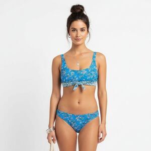 Michael Kors Blue & White Floral 2 Piece Bikini Swim Bathing Suit M L